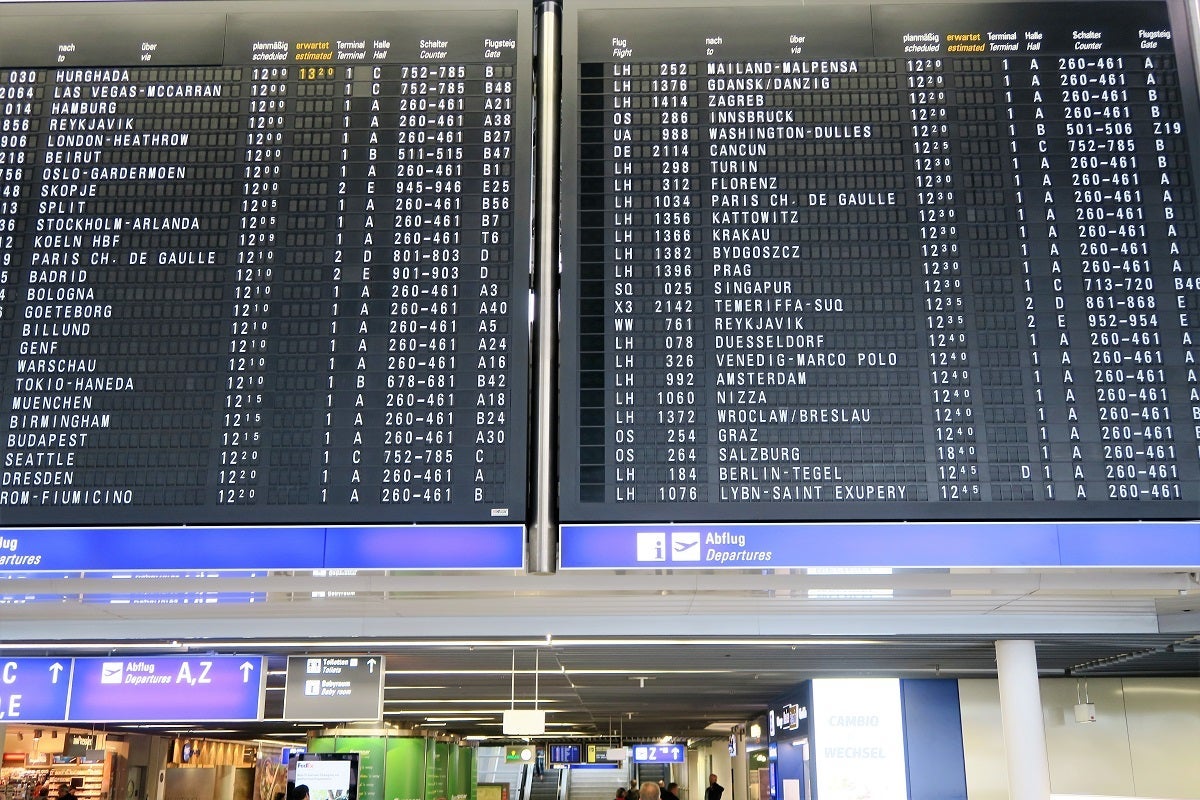 Frankfurt FRA departures board