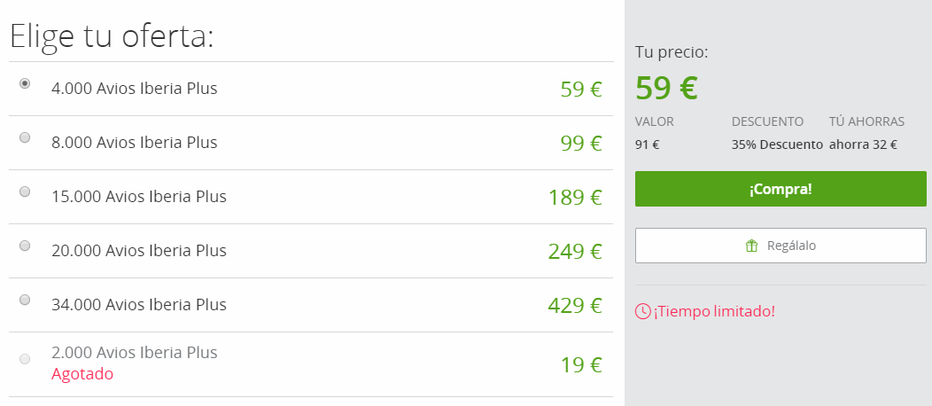 Groupon Iberia Avios packages