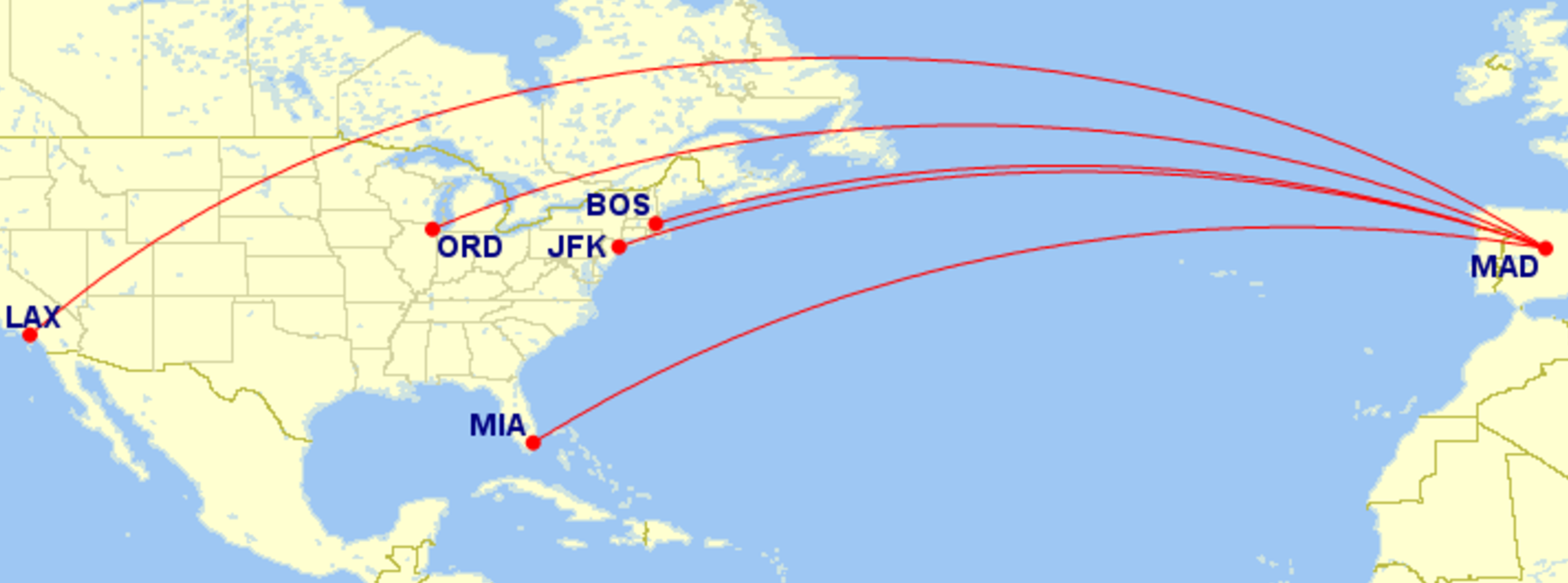 Iberia US rote map