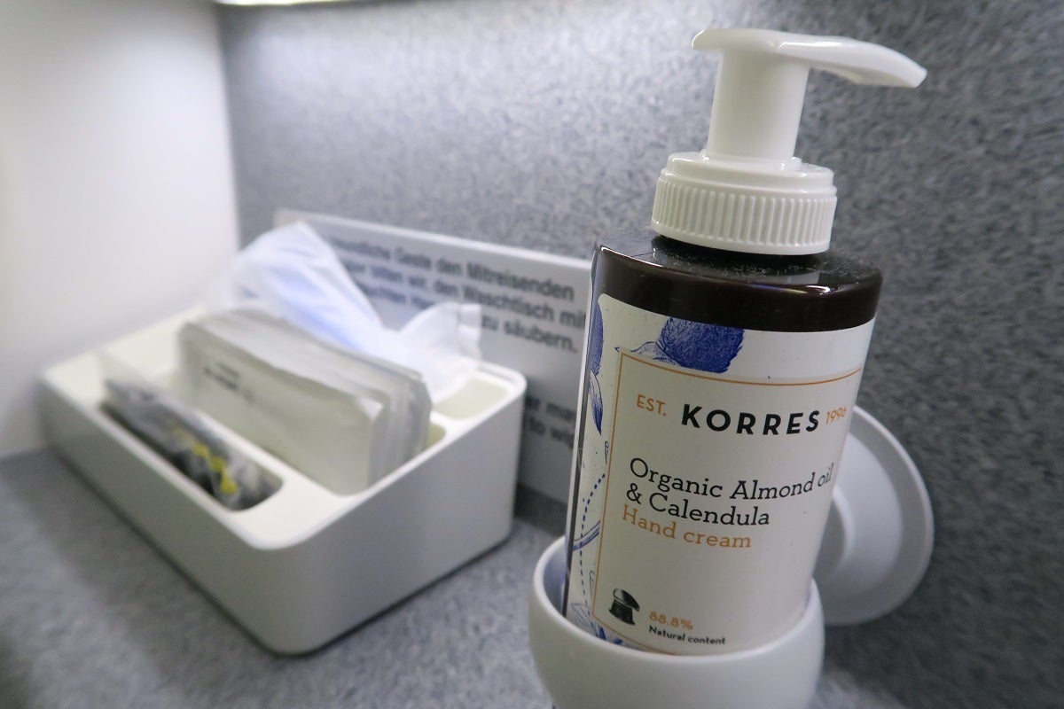 Lufthansa 748 business class bathroom soaps