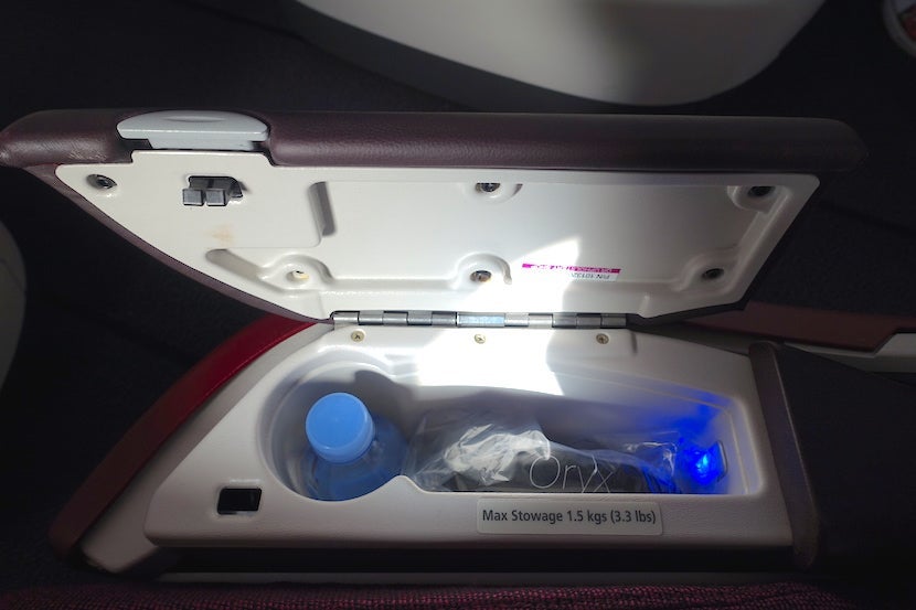 Qatar seat cubby water