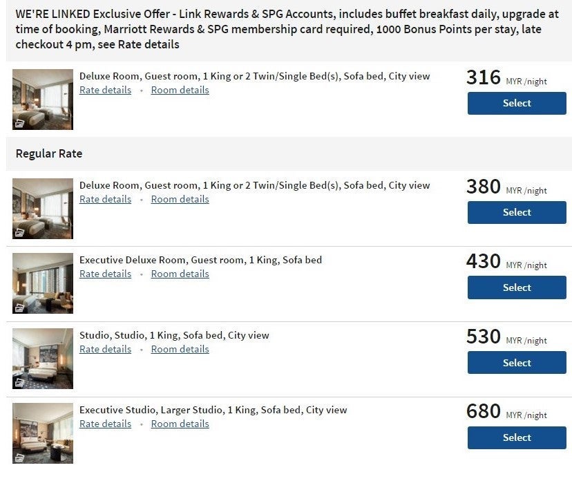 I took advantage of a special offer that offered less expensive rooms with more perks and points.