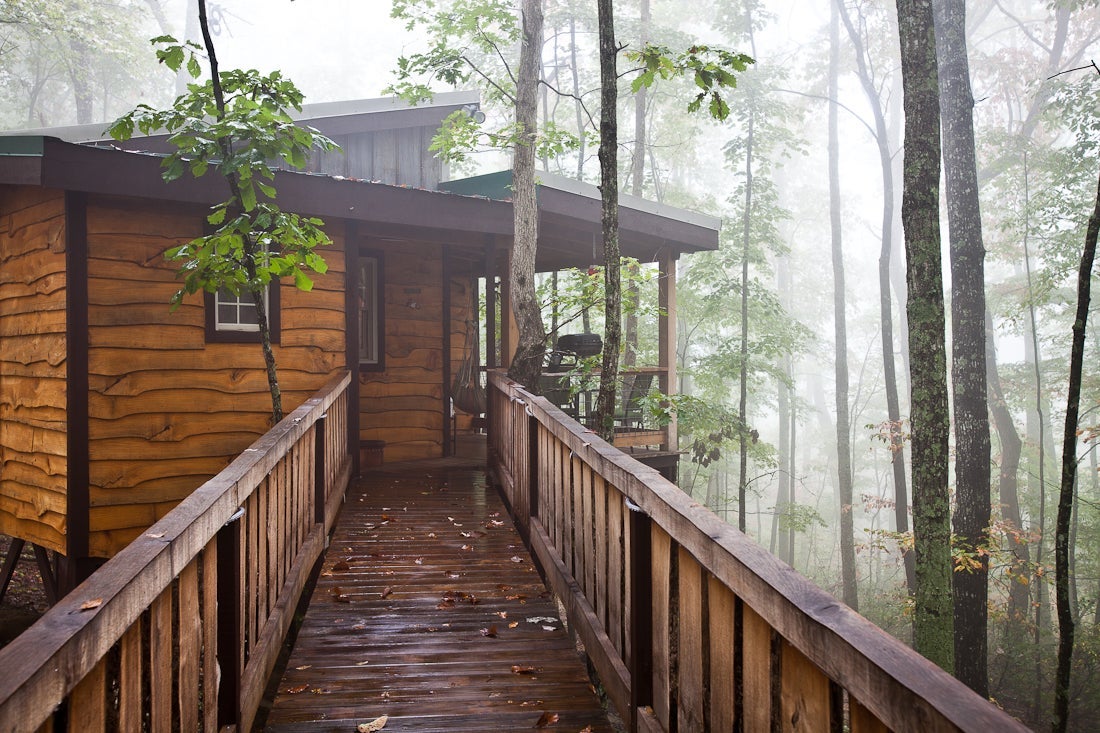 Hummingbird is a remote tree house located in the forests of Tennessee. Photo by Sheila Tjelmeland.