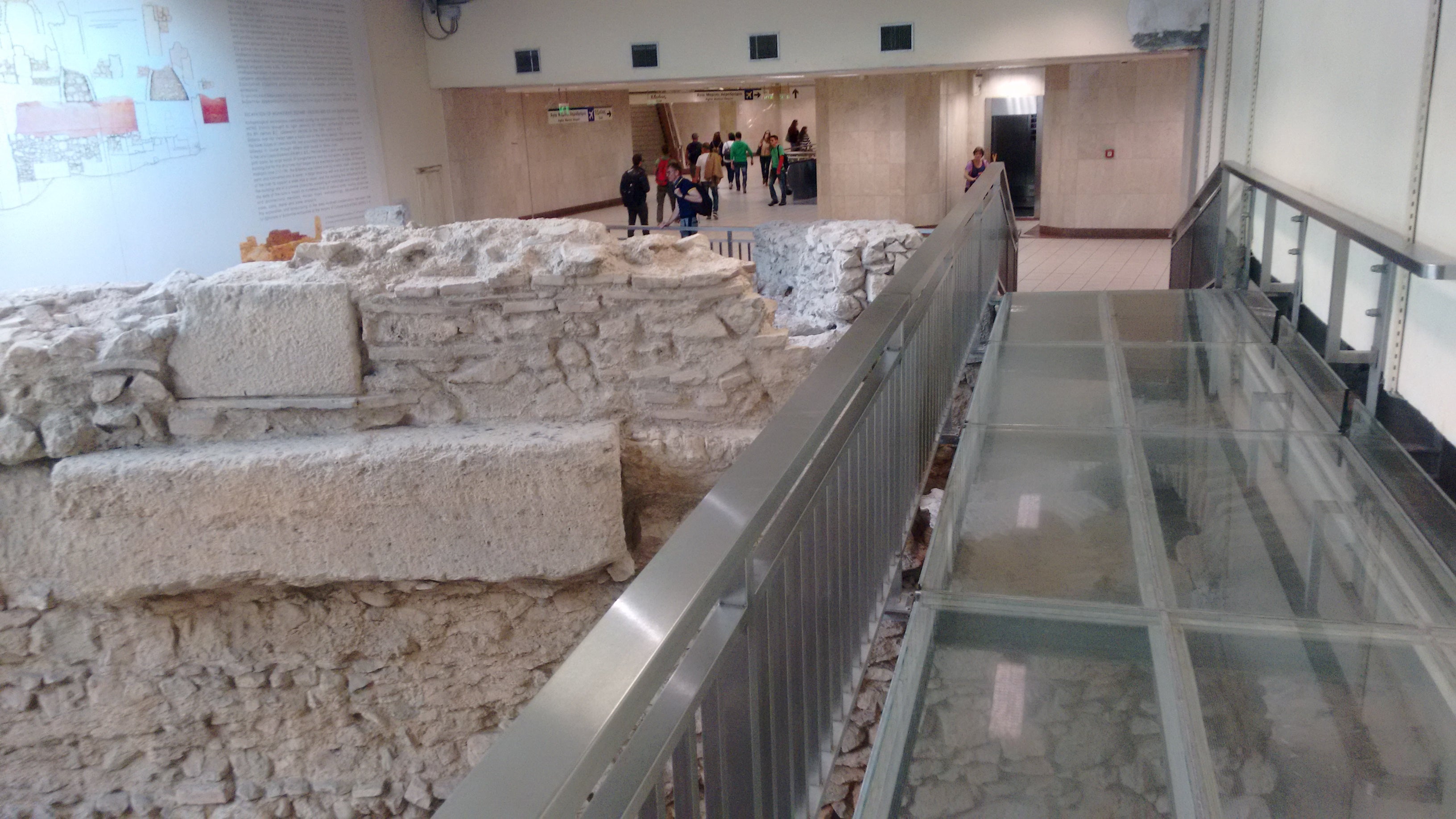 Some Athens Metro stations are built over (or partially under) ancient ruins such as here at Monastiraki station.