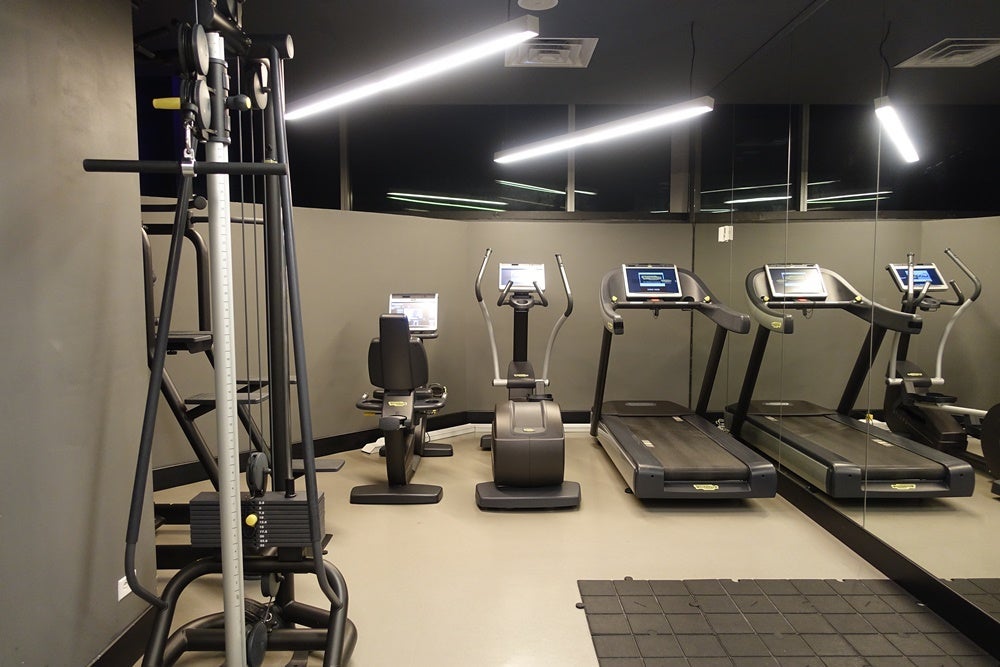 The 24-hour gym room.