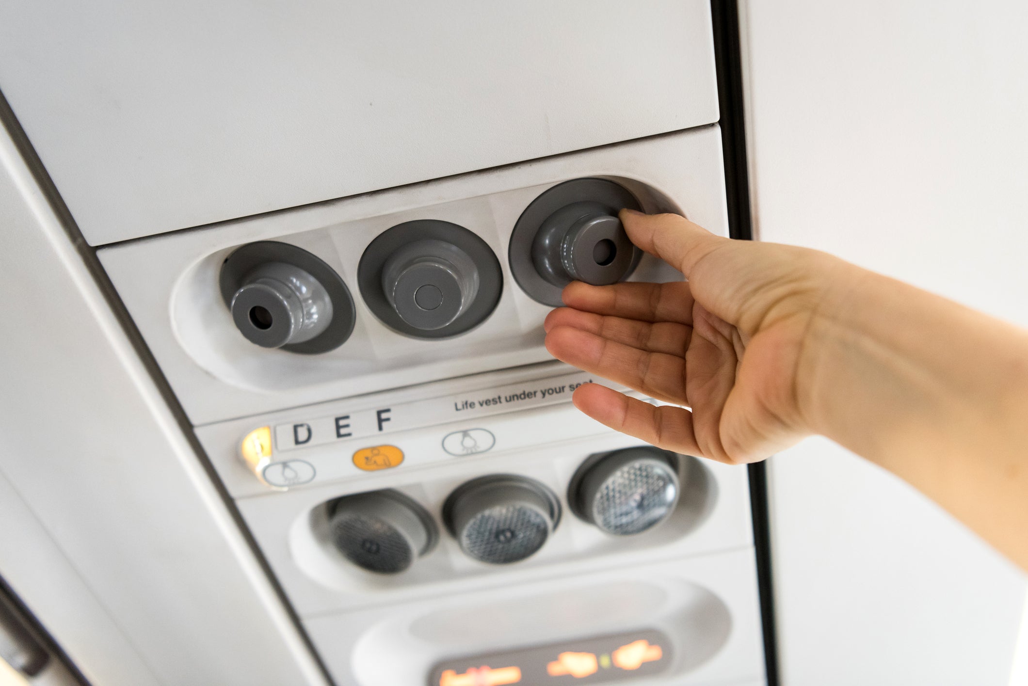 Overhead Console Inside The Passenger Aircraft