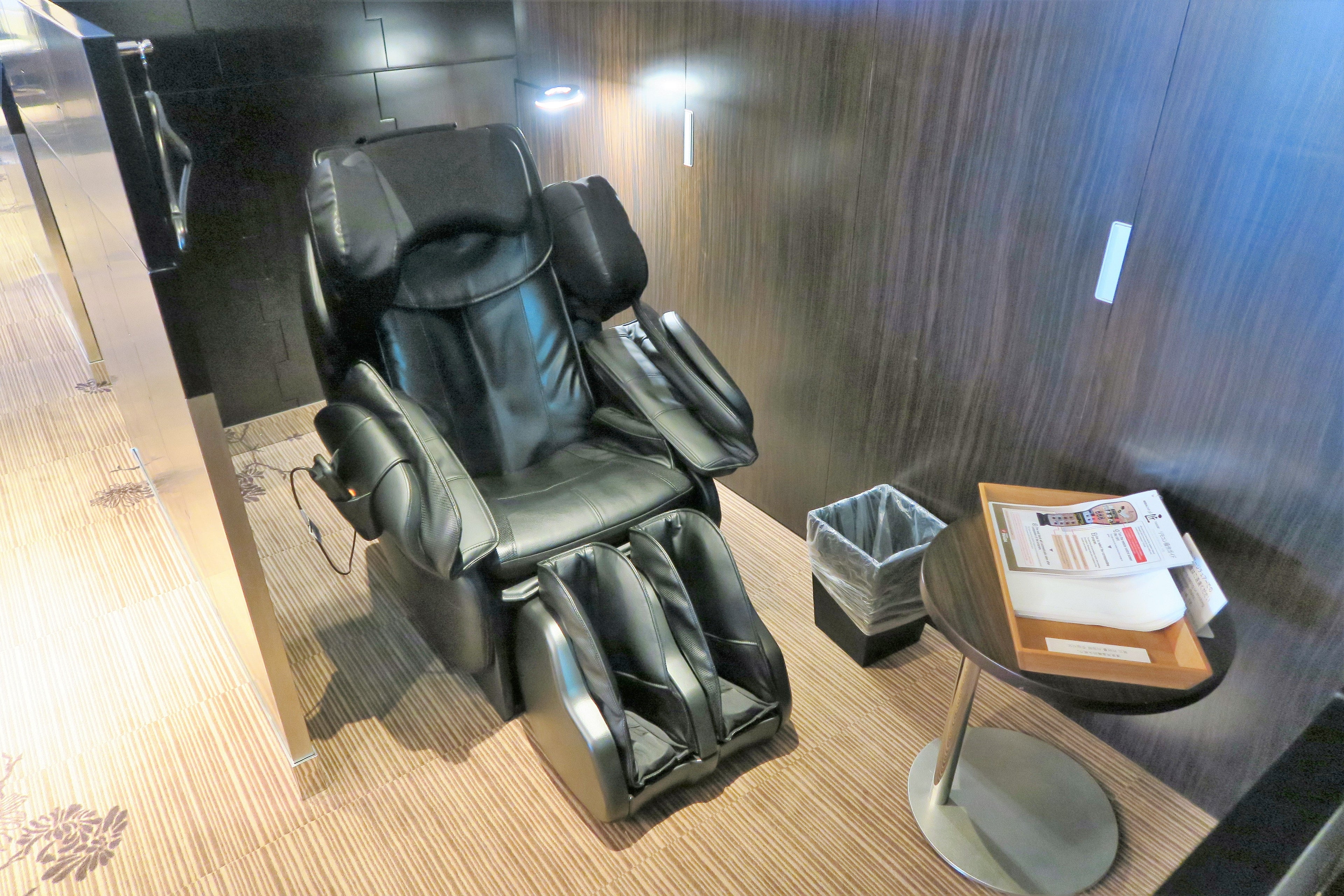 Japan Airlines First Class lounge massage chair