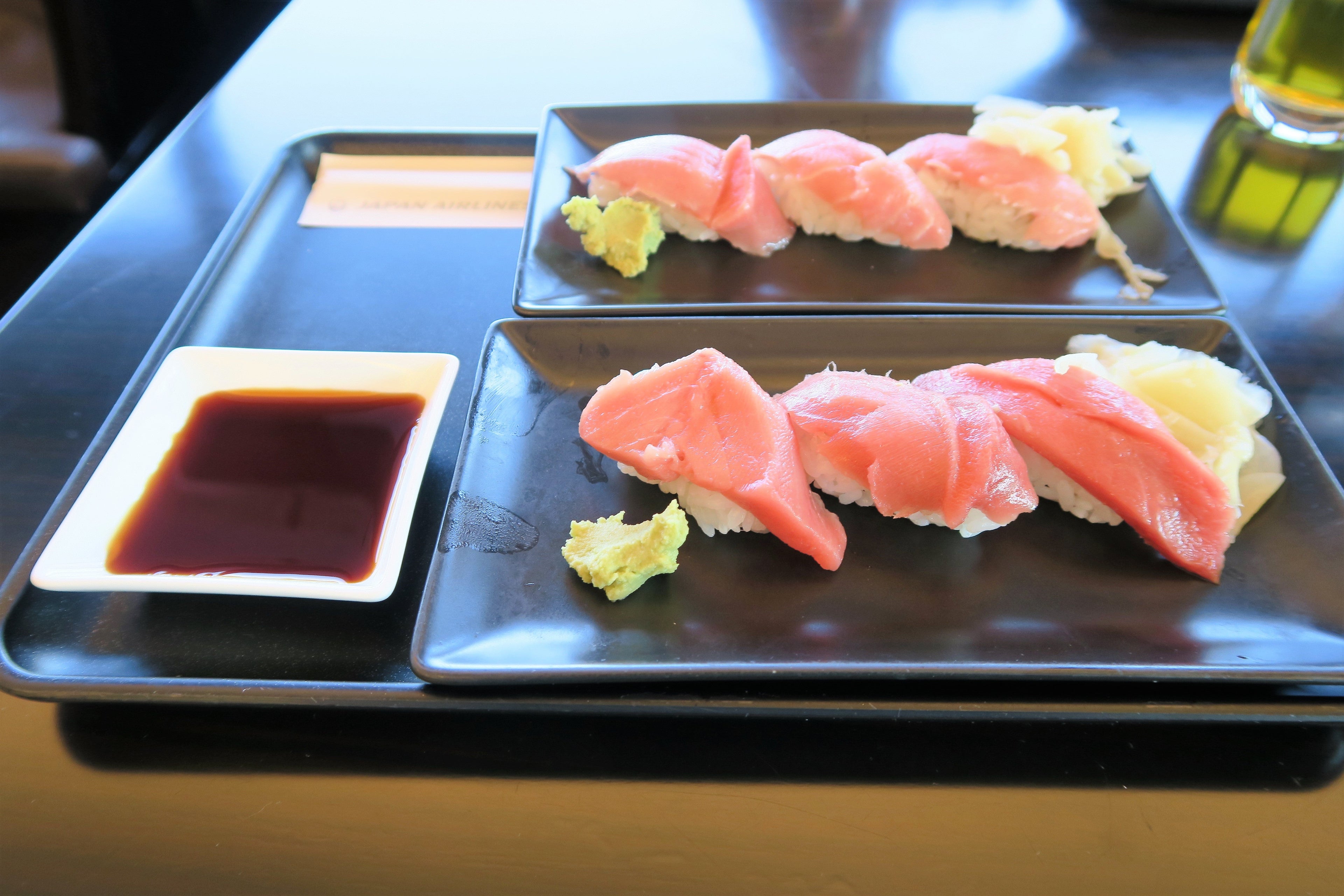 Japan Airlines First Class sushi
