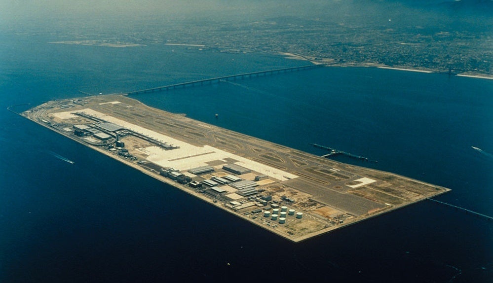 A view of Kansai Airport from up above. Image by Yamaguchi Haruyoshi/Sygma/Getty Images.
