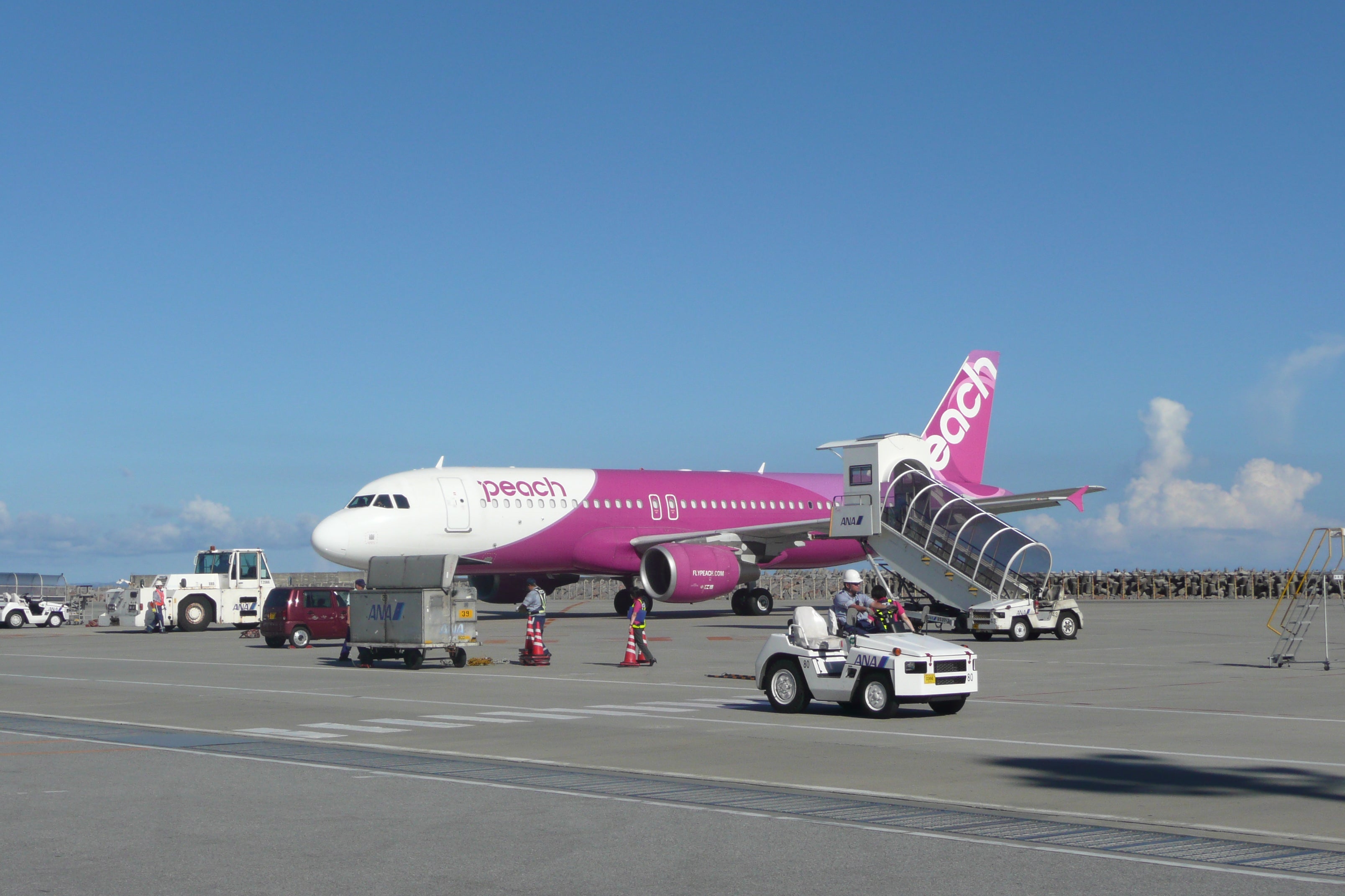 Peach Airline's A320 parked at Naha Airport (OKA)