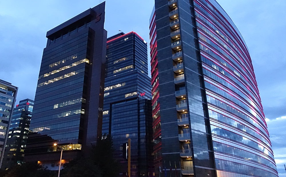 The W Bogotá and surrounding office park.