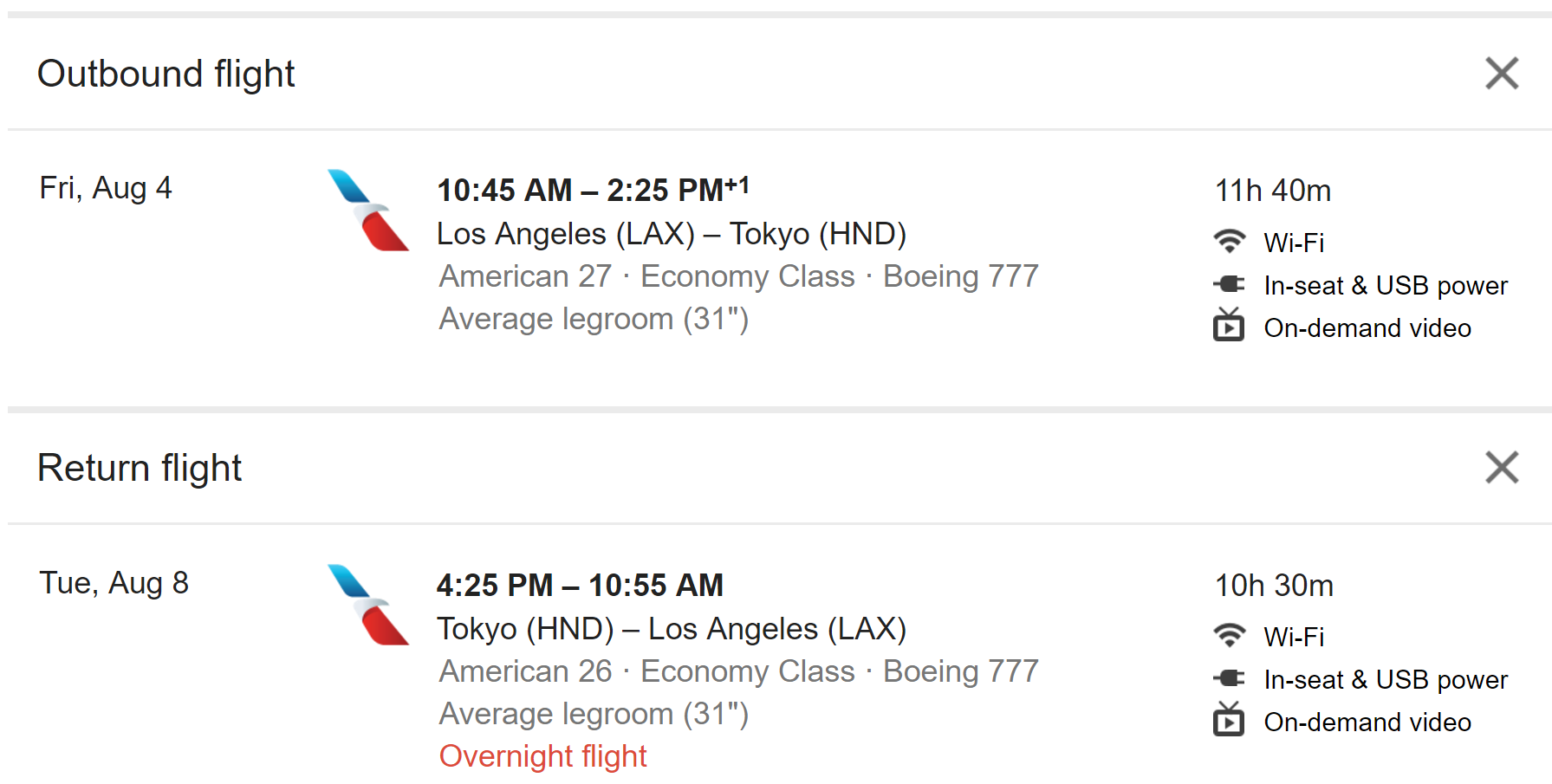 google flights search example data