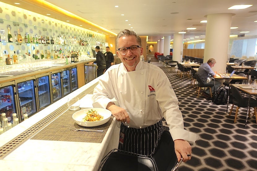 Chef David Speck showing off one of Qantas's new menu items.
