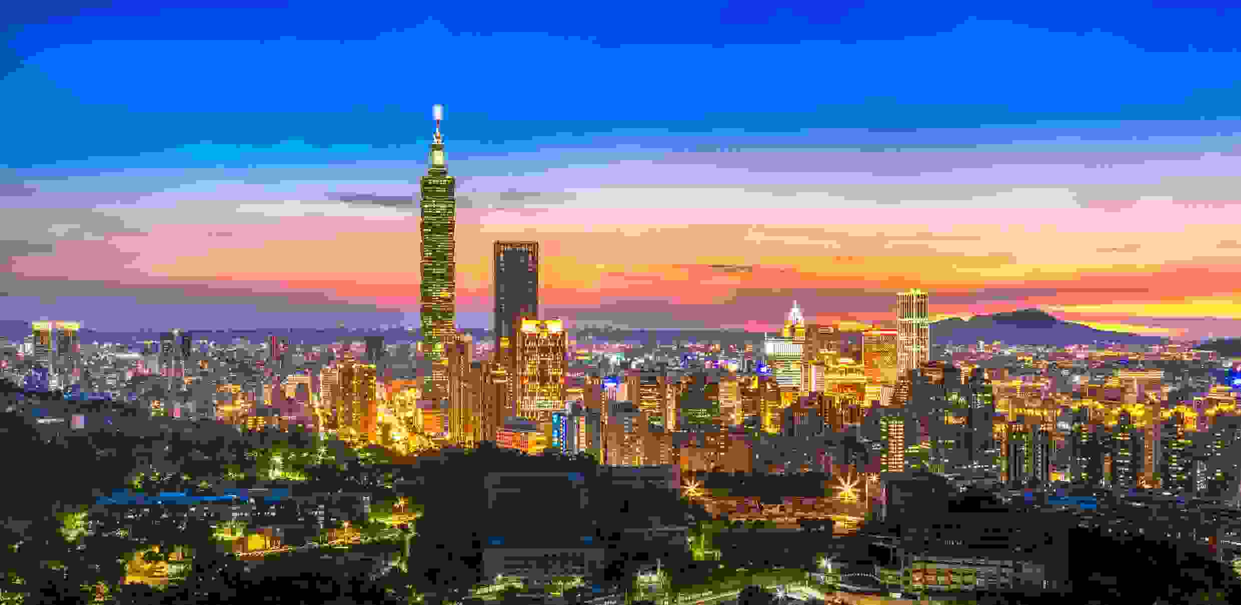 Taipei skyline at night. (Photo by GoranQ/Getty Images)