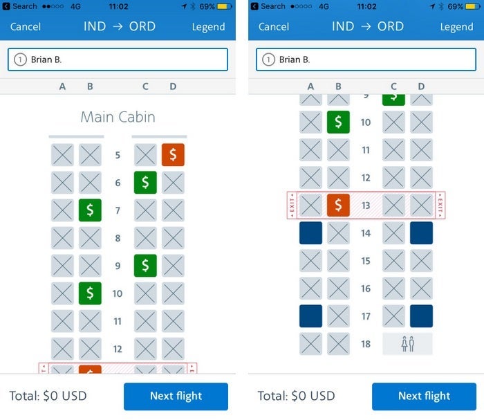The seat map at check-in. I didn't select a seat.