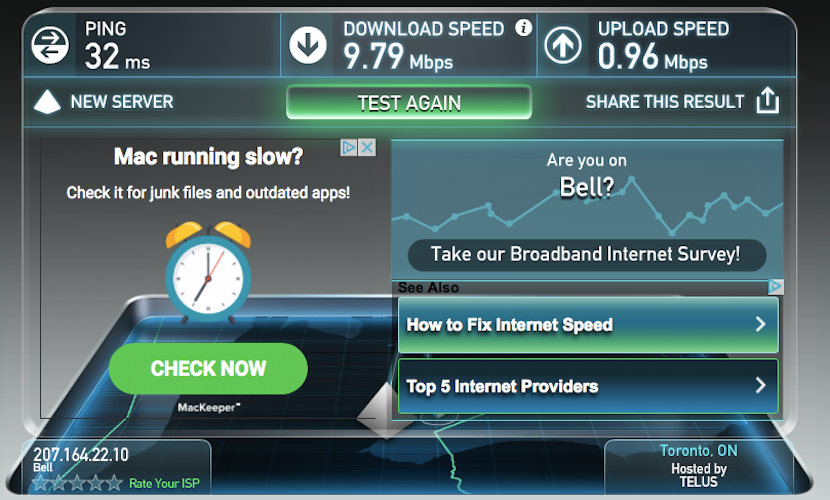 AC lounge speed test