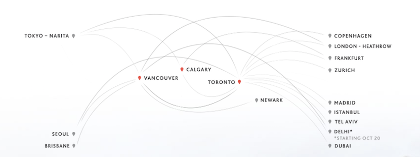 Air Canada 787 routes