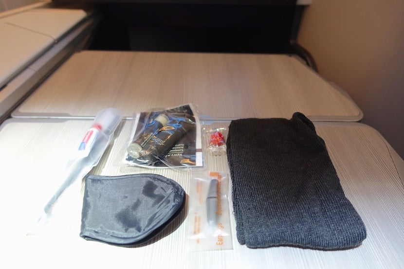 Air Canada amenity kit contents