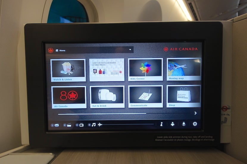 Air Canada screen entertainment