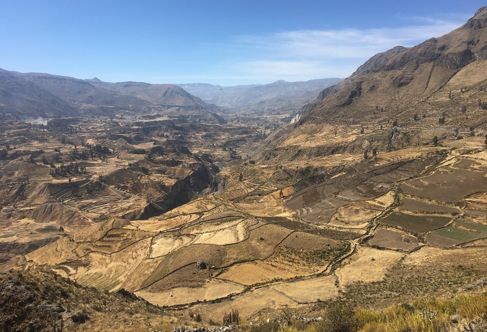 The point where the Colca Valley ends and the Colca Canyon begins.