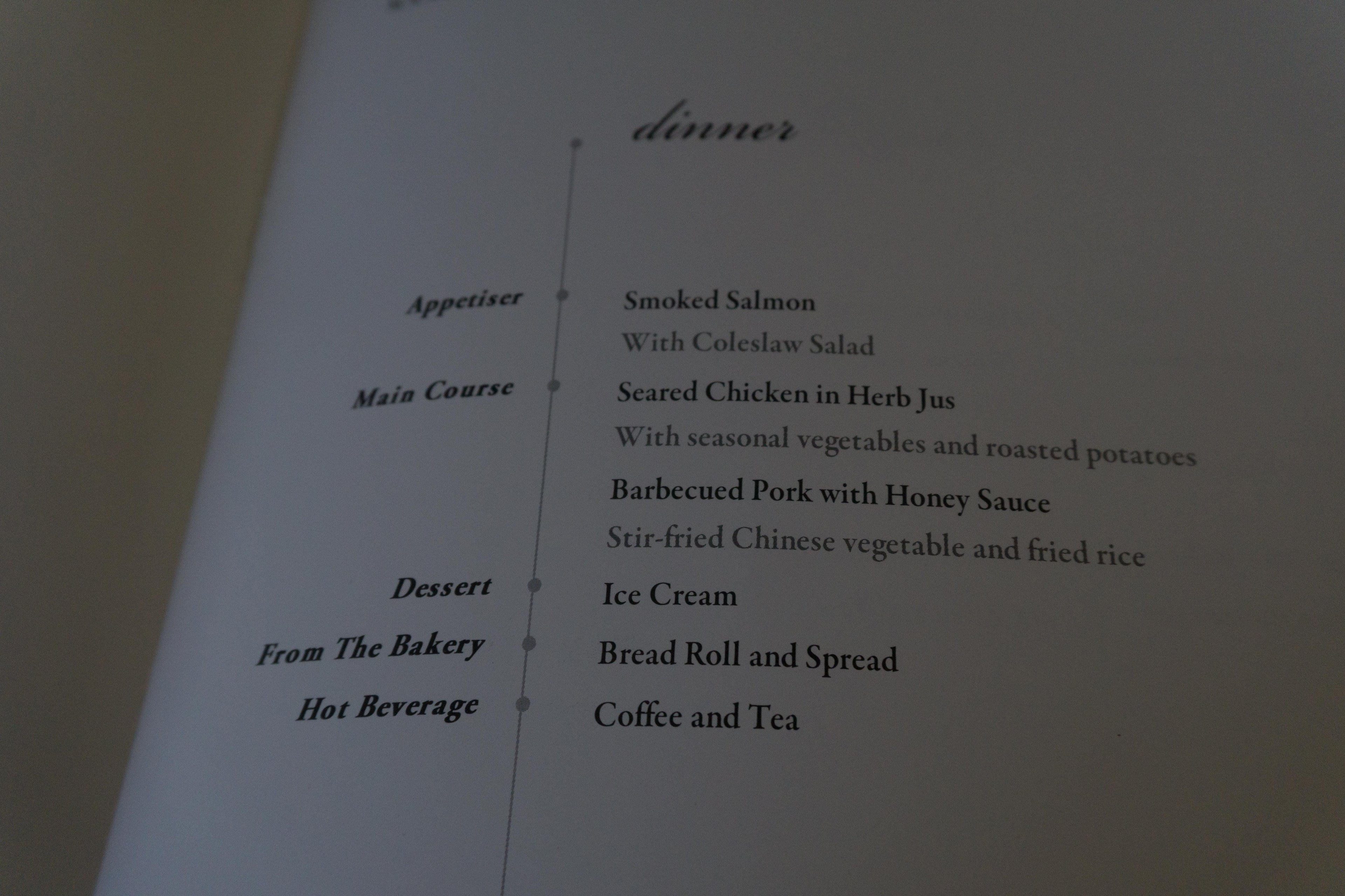 SQ 51 Dinner Menu