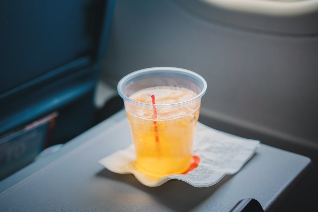 drinks on an airplane. (Photo by Getty Images)