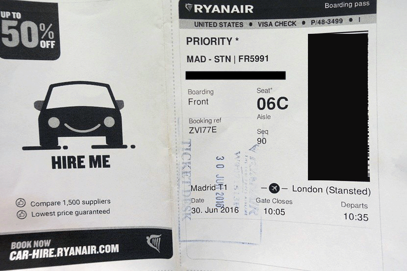 Don't forget to get the stamp when flying Ryanair.