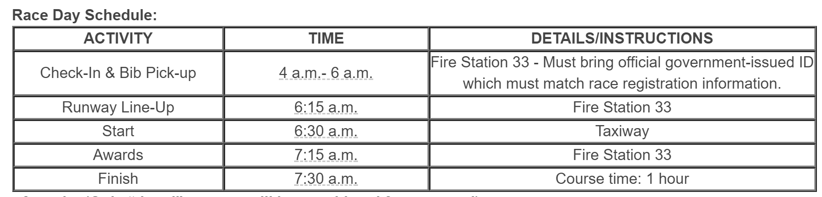 5K on the Runway ATL schedule