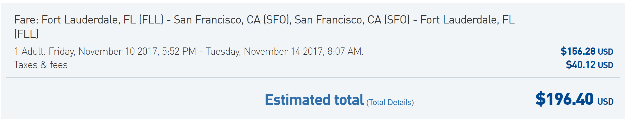 FLL-SFO JetBlue $196 rt