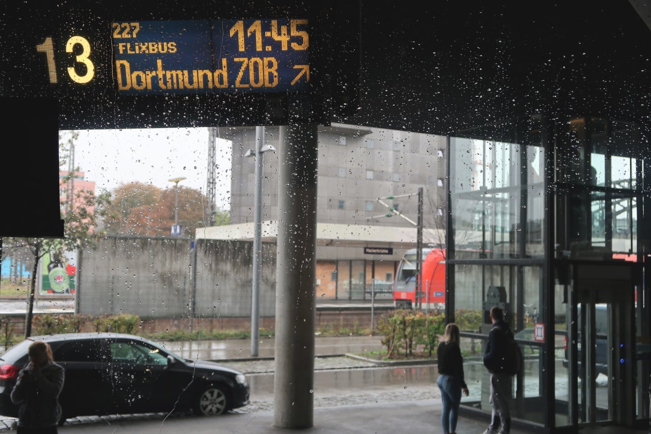 View of Hackerbrücke S-bahn station from Munich ZOB.