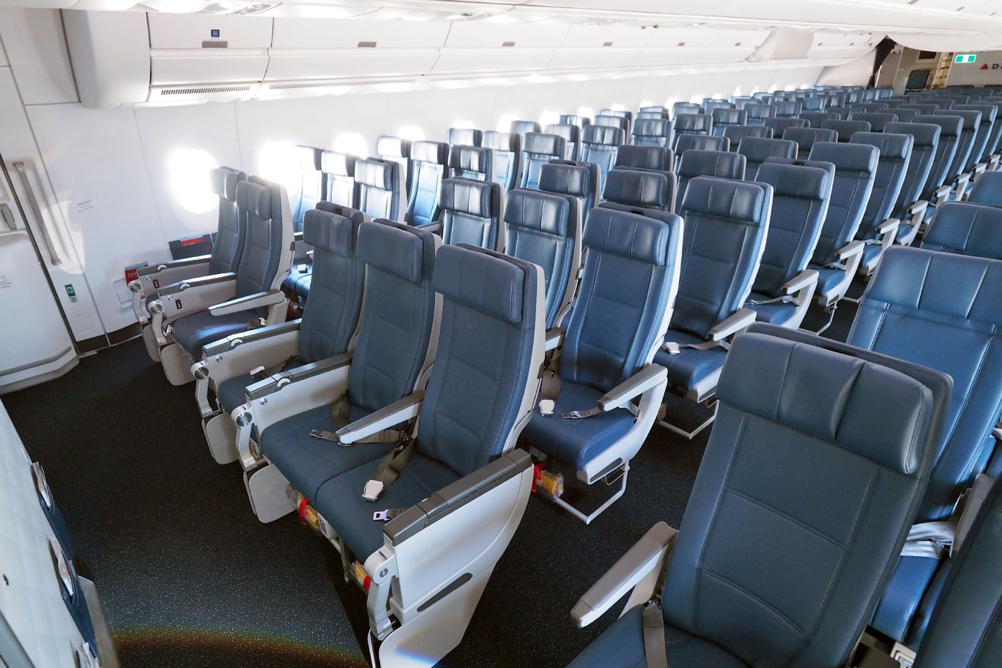 Delta's Economy class on the new Airbus A350, now flying to Amsterdam (Photo by Zach Honig / The Points Guy)