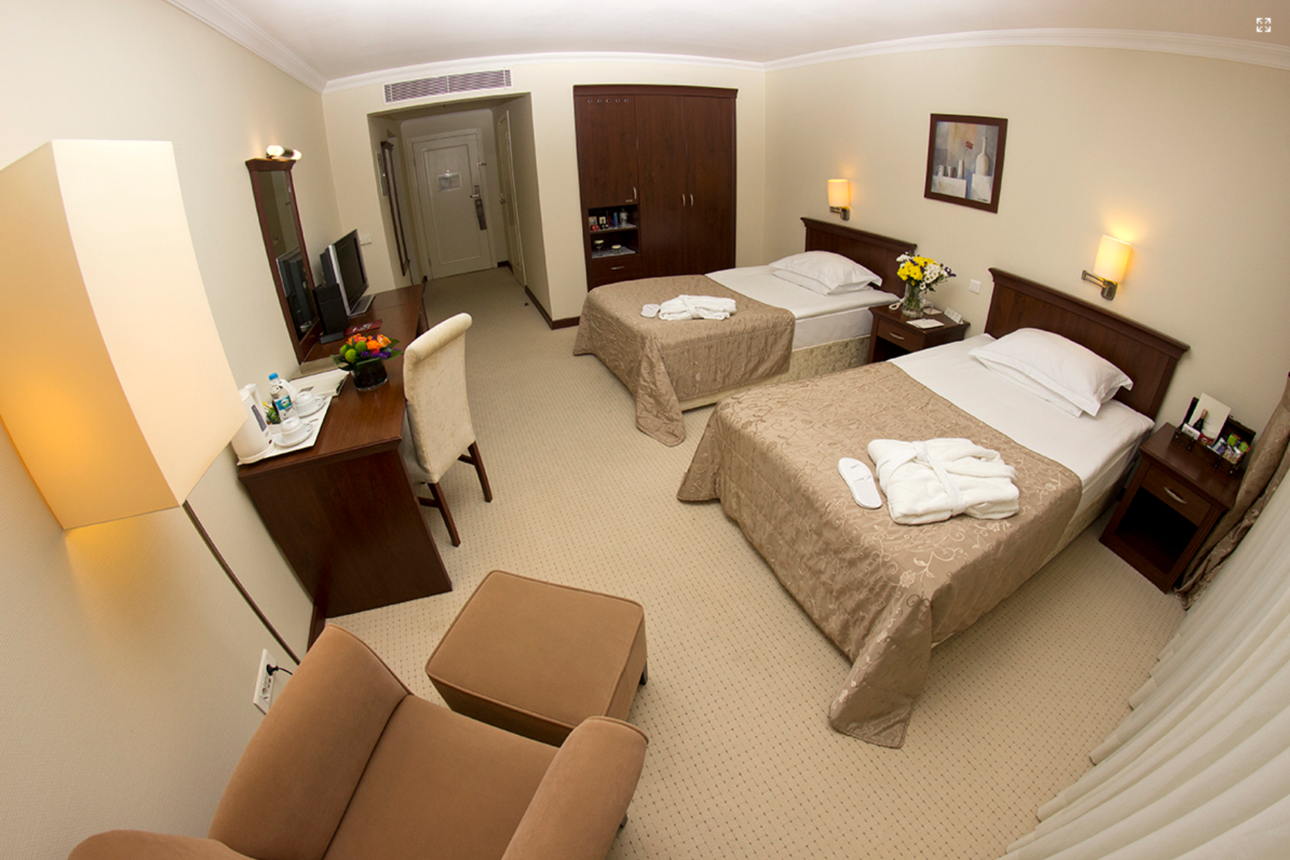 A twin room at the TAV Airport Hotel in Istanbul. Photo courtesy of TAV Airports.
