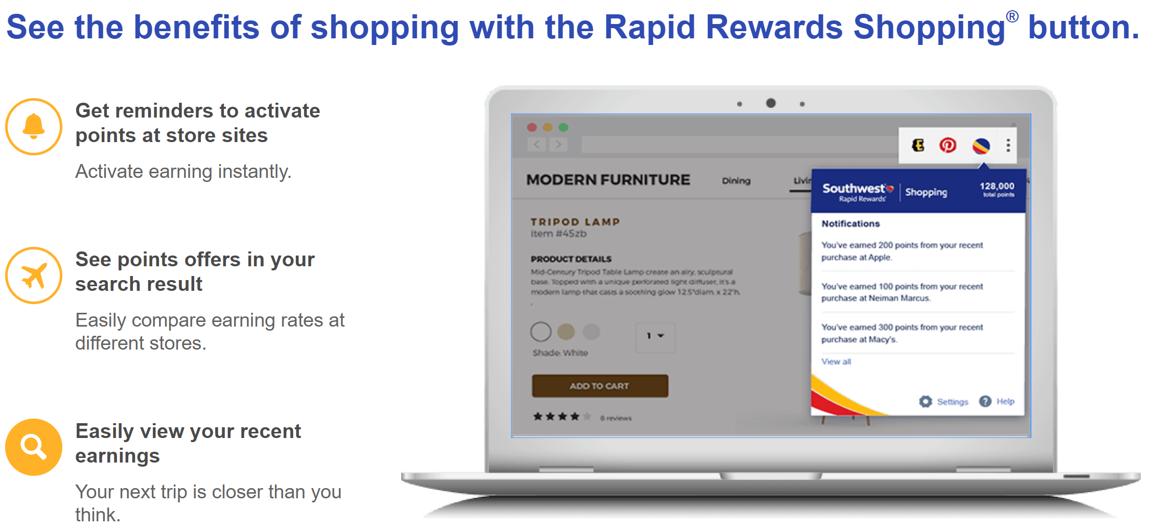 Southwest Rapid Rewards button