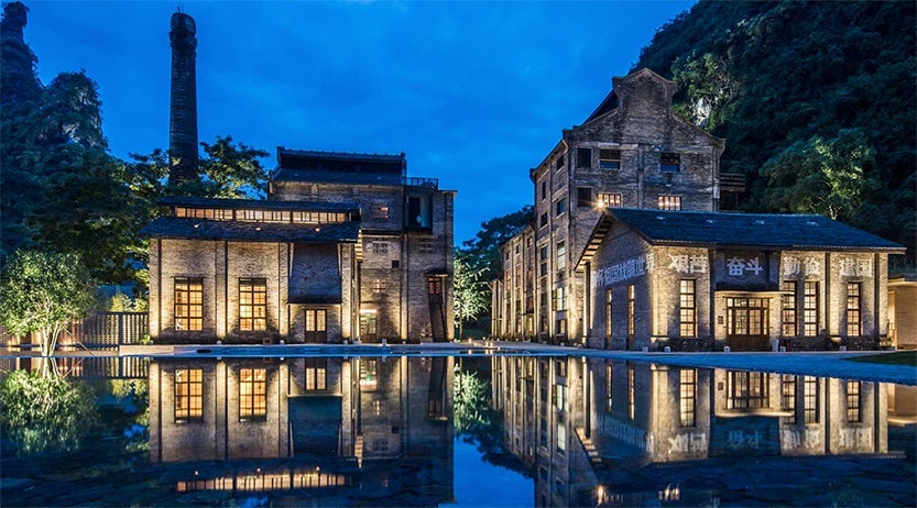 The new Alila Hotel in Yangshuo is in a former sugar mill. Image courtesy of Alila Hotels.