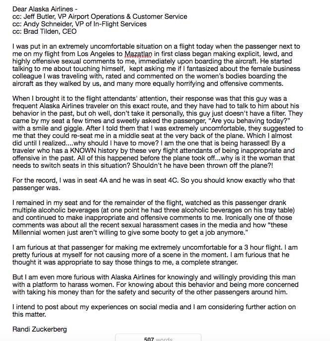 randi zuckerberg,alaska airlines,sexual harassment