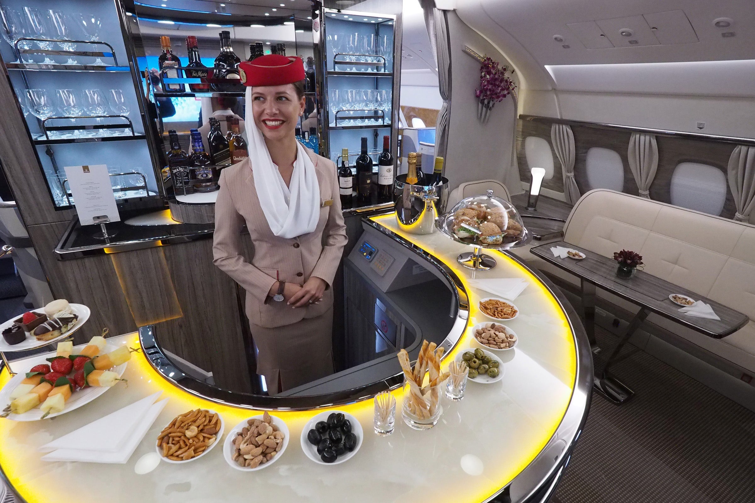The bar on board Emirates' A380.
