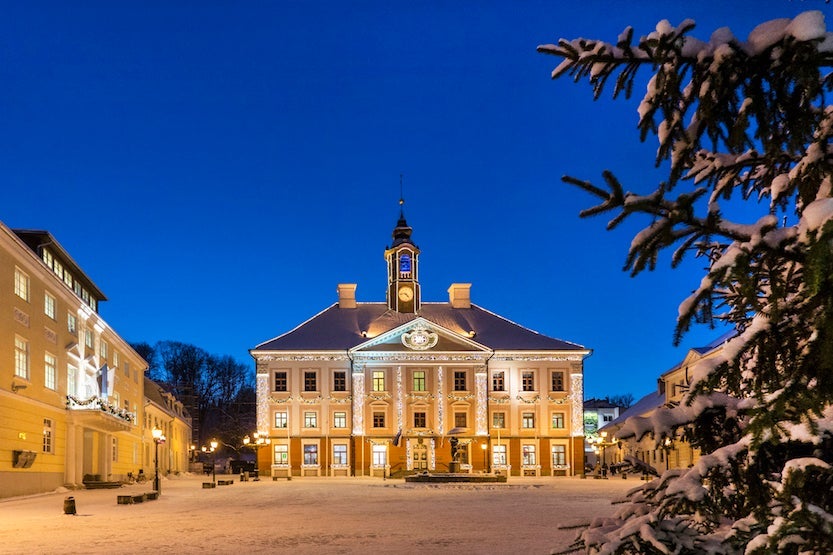 Tartu's Town Hall Square is the place to meet locals during the holiday season. Image credit: Getty Images.