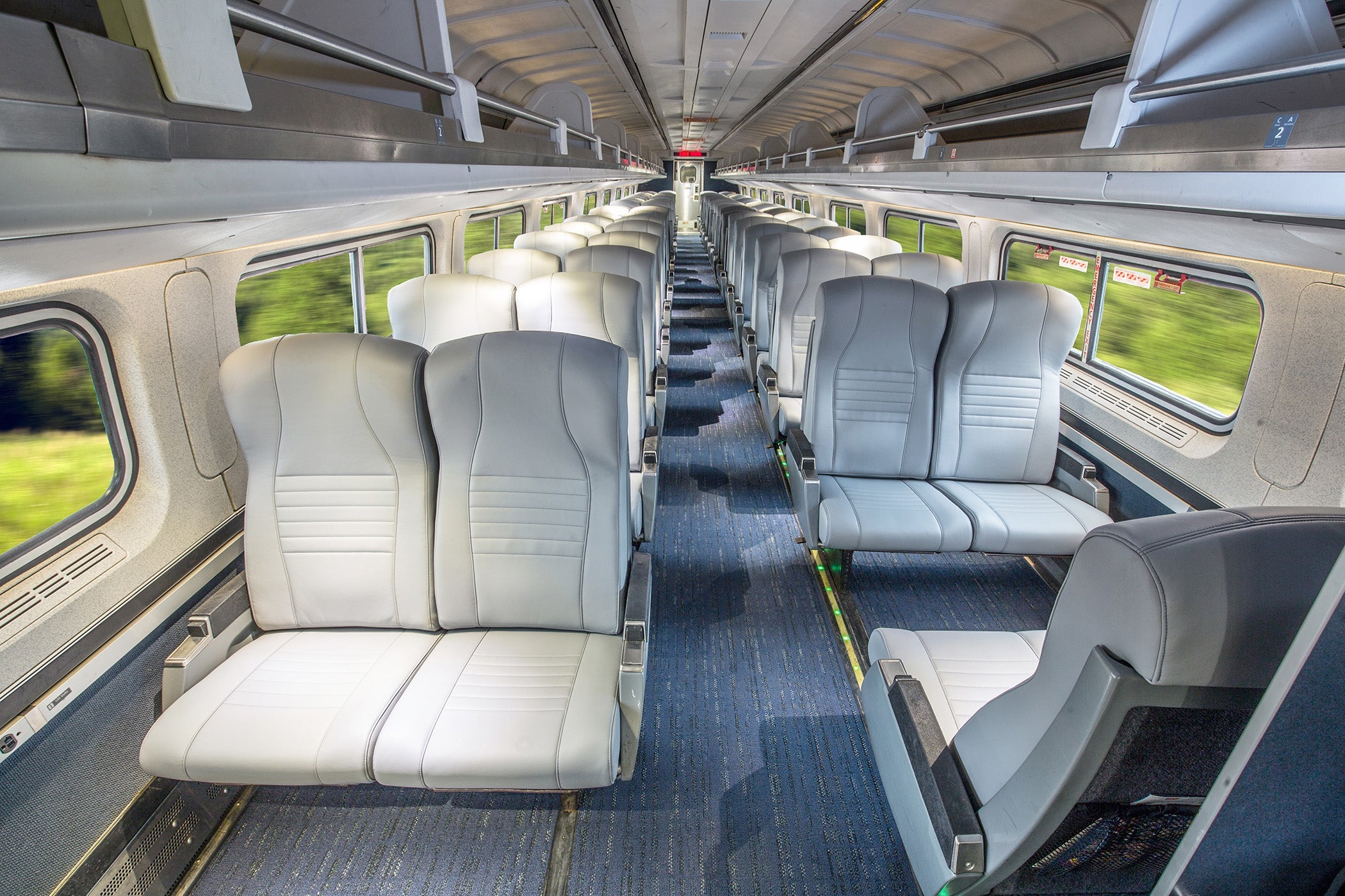 A refurbished coach car (Photo courtesy of Amtrak)