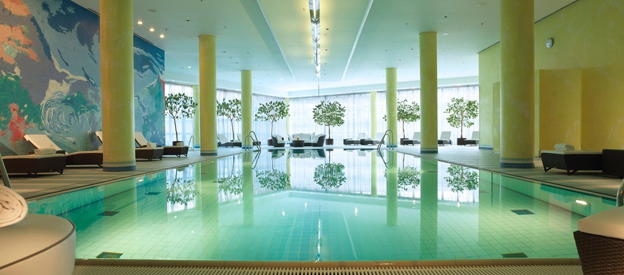 Since we were missing out on the gorgeous indoor pool at the Hilton Munich Airport, the hotel graciously upgraded us to a one-bedroom suite. Image courtesy of the hotel.
