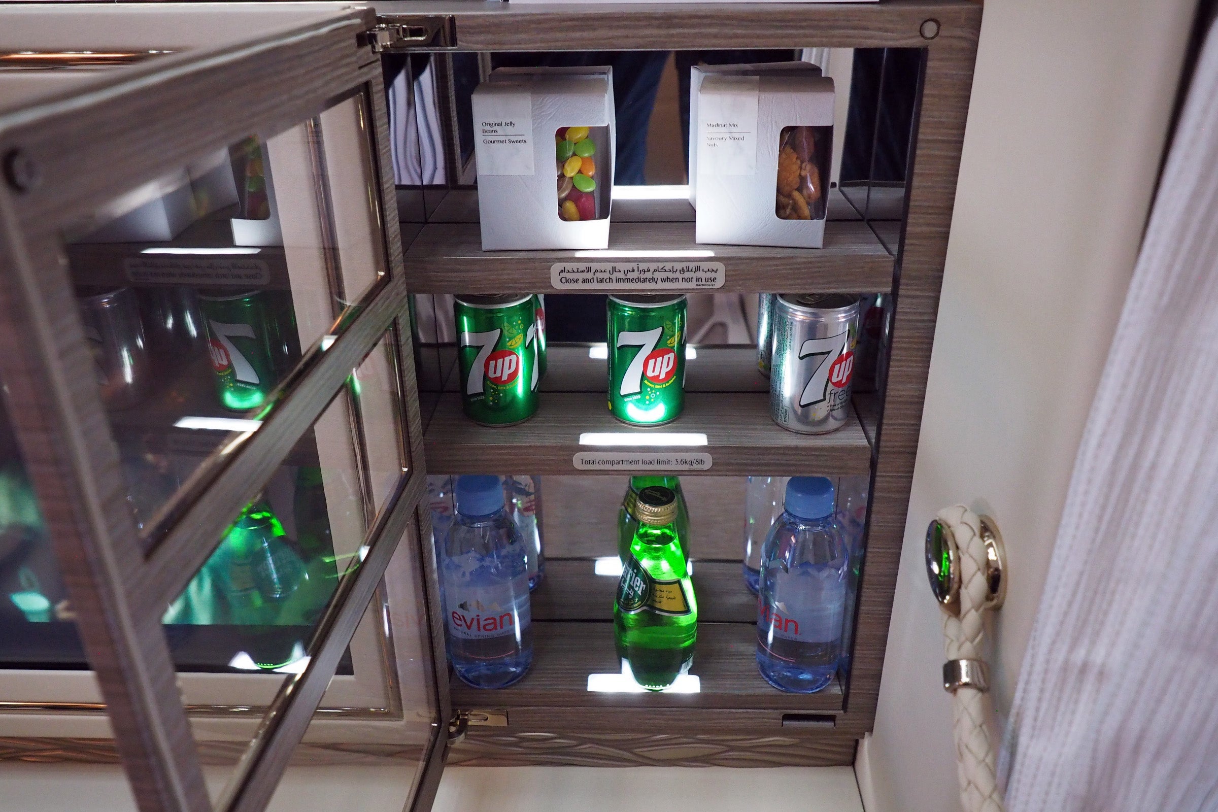 One of two mini-bars in Emirates' new suite. Photo by Zach Honig.