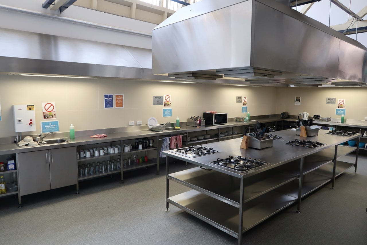 Guest kitchen at Fremantle Prison YHA in Australia