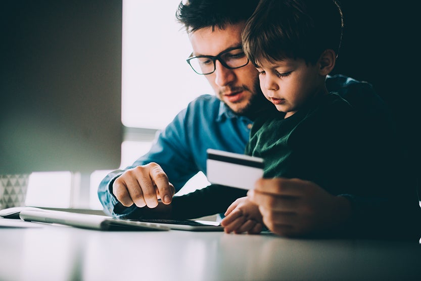 Dad saving money with Amazon store card