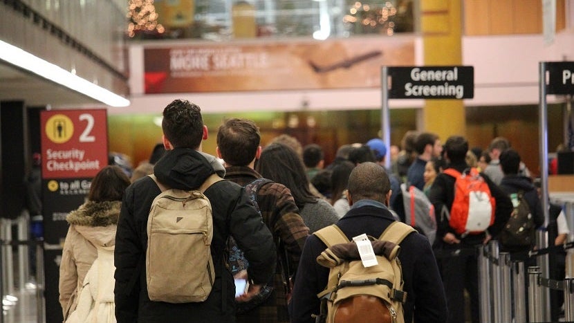 TSA airport security line Seattle — Peter Rothbart