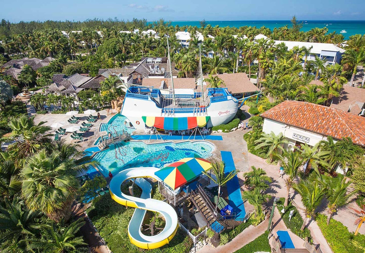Pool and slides at Beaches in Turks and Caicos. Courtesy Beaches