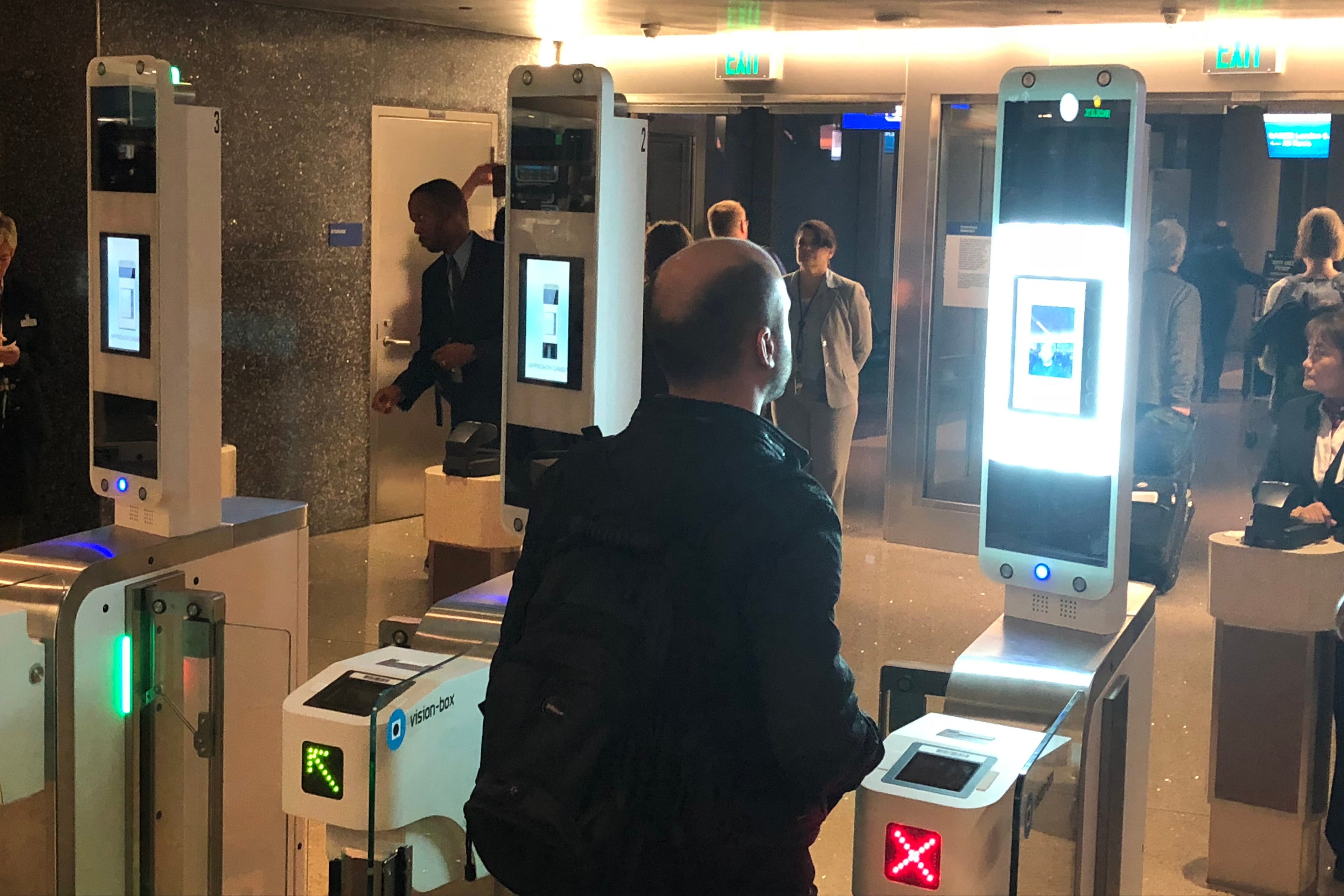 BA and Vision-Box biometric gates at LAX. Photo by author.