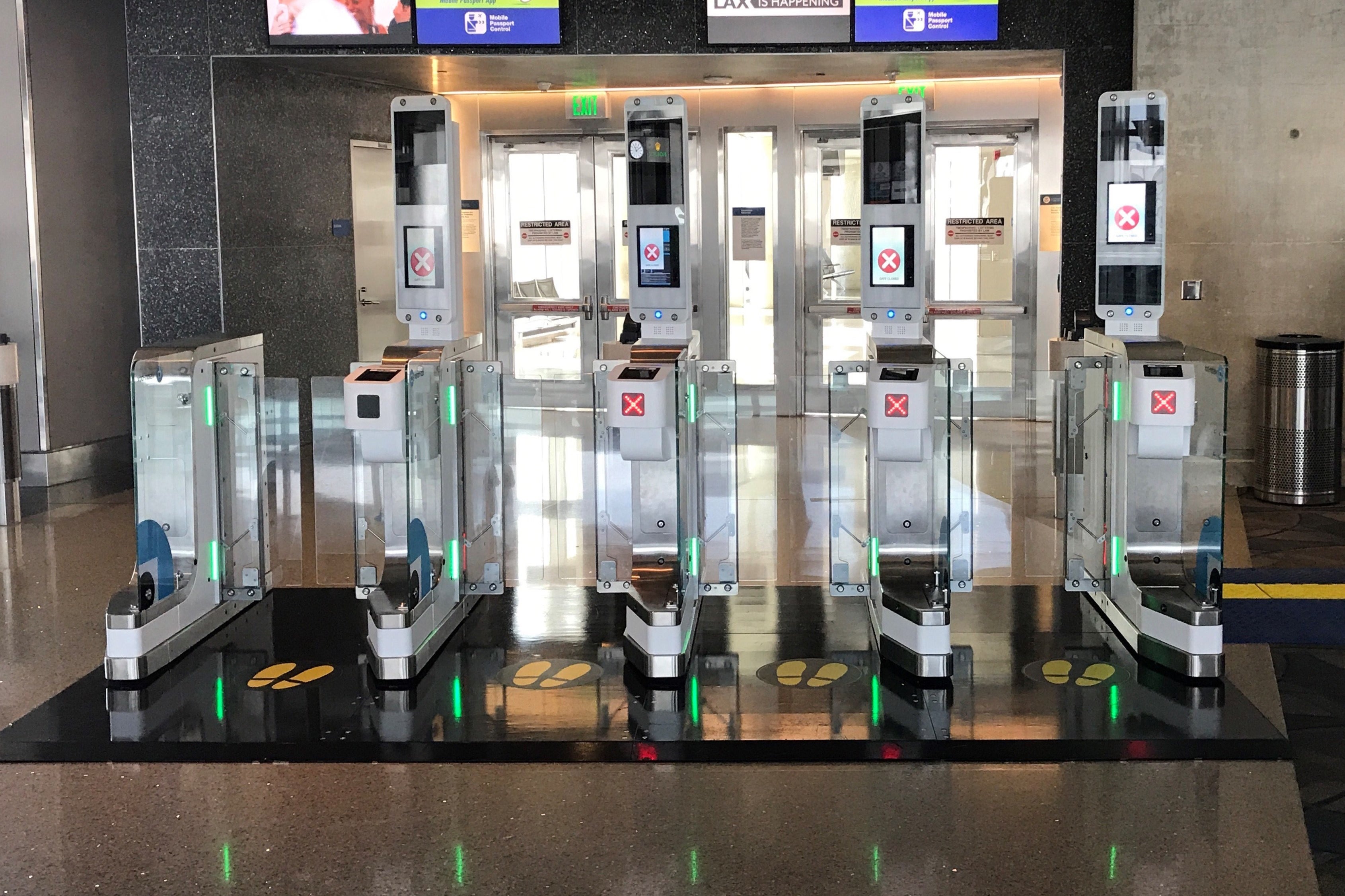 Biometric gates at BA's LAX Tom Bradley International Terminal 4.