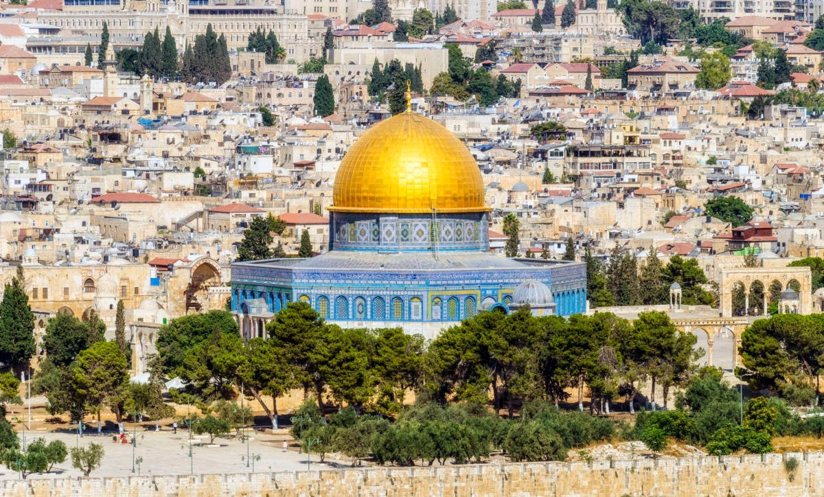 A view of Jerusalem from the Mount of Olives, in which You can see the Dome of the Rock