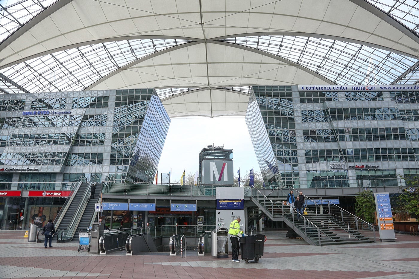 Outdoor images of the terminal, the control tower, aircraft and movements of Munich international airport, in Germany. Munich is the 15th busiest airport in the world. Munich airport is a hub for Lufthansa, Air Dolomiti, and Condor. (Photo by Nicolas Economou/NurPhoto via Getty Images)