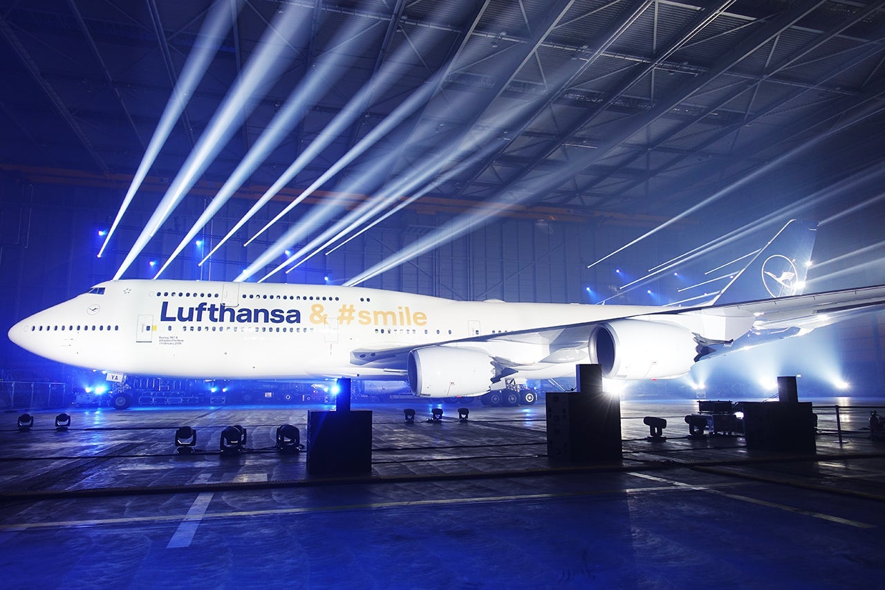 The Lufthansa 747 sporting the new livery. Image by Brendan Dorsey / The Points Guy.