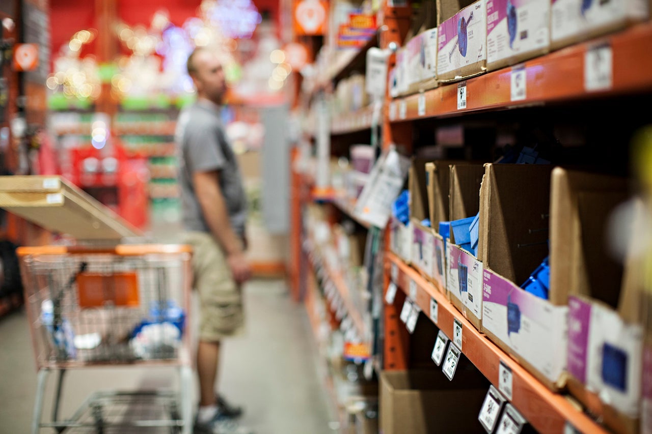 A person browsing in a home improvement store